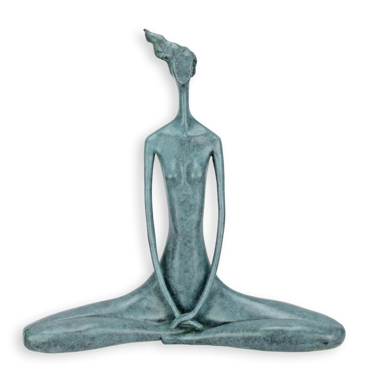 A MODERNIST BRONZE SCULPTURE OF A FEMALE IN YOGA POSE